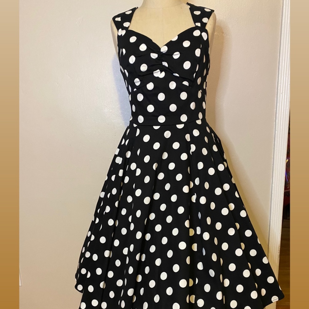 Retro Black & White Polka Dot swing dress